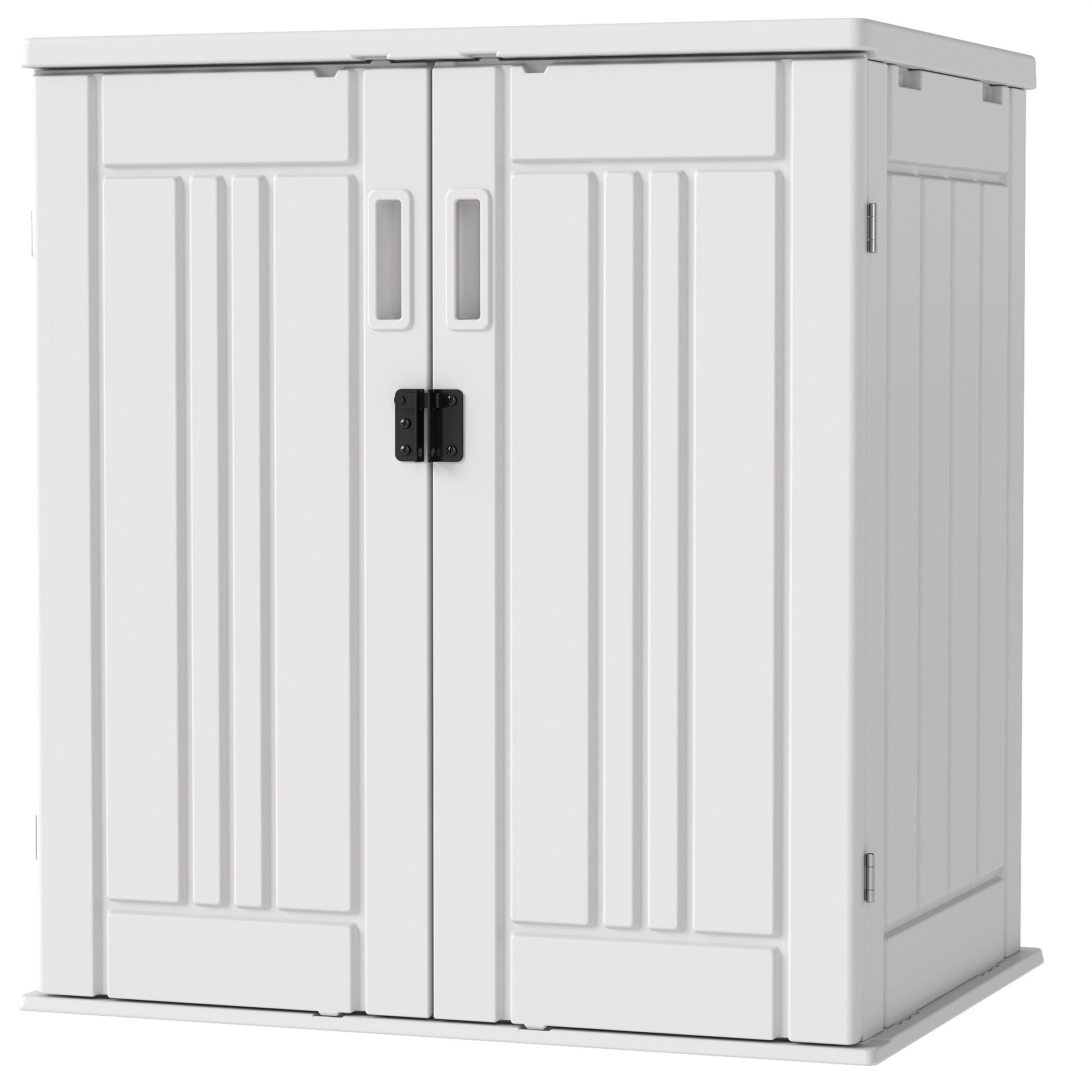 EHHLY Heavy Duty Small Storage Cabinet Outdoor Weatherproof, 14 Cuft Garage Storage Cabinet with 2 Adjustable Shelves, Lockable Kitchen Pantry Closer Organizer, 31Wx23Lx34H, White