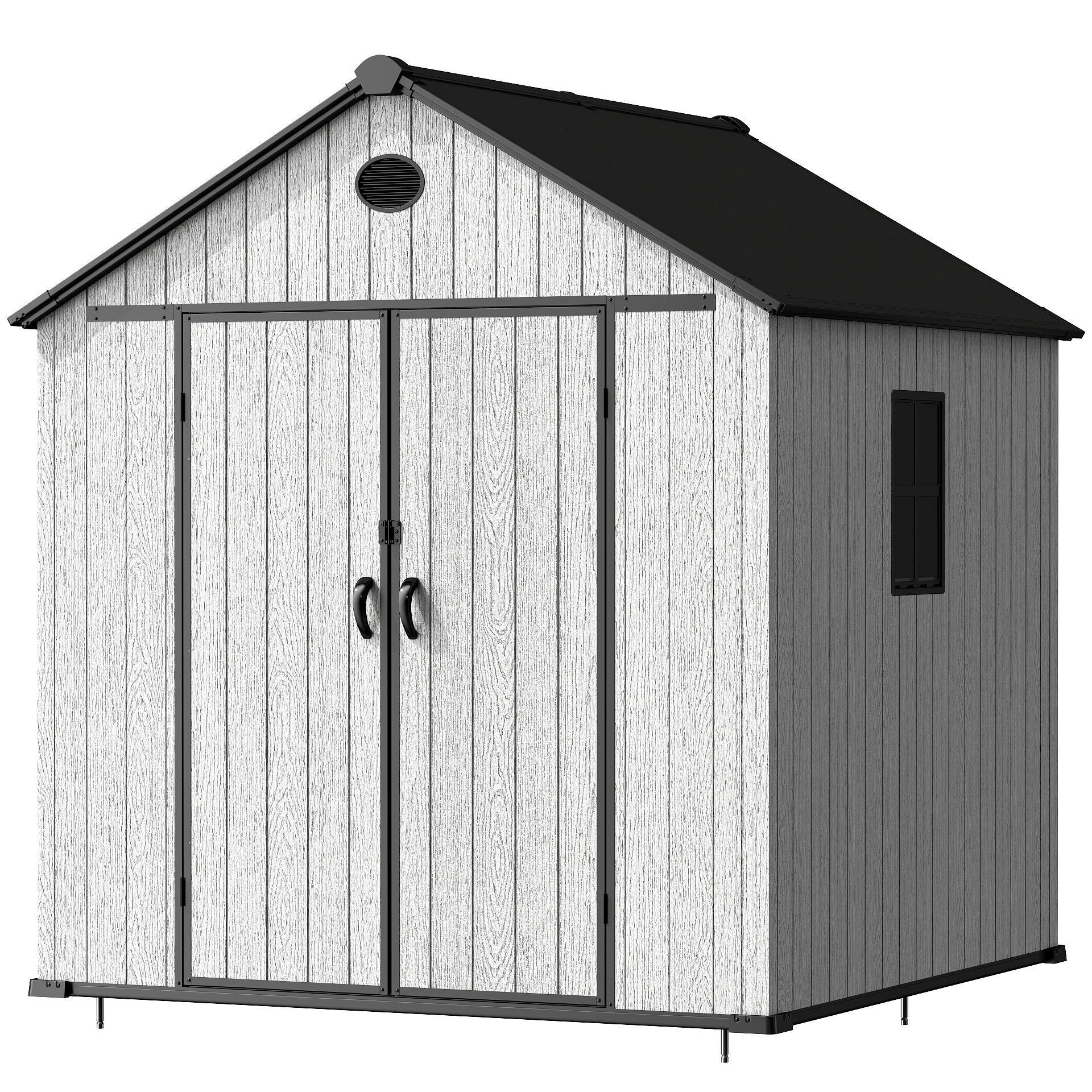 EHHLY 8x8 FT Resin Outdoor Storage Shed Large, 376 Cuft Garden Tool Sheds, Cemented Grey