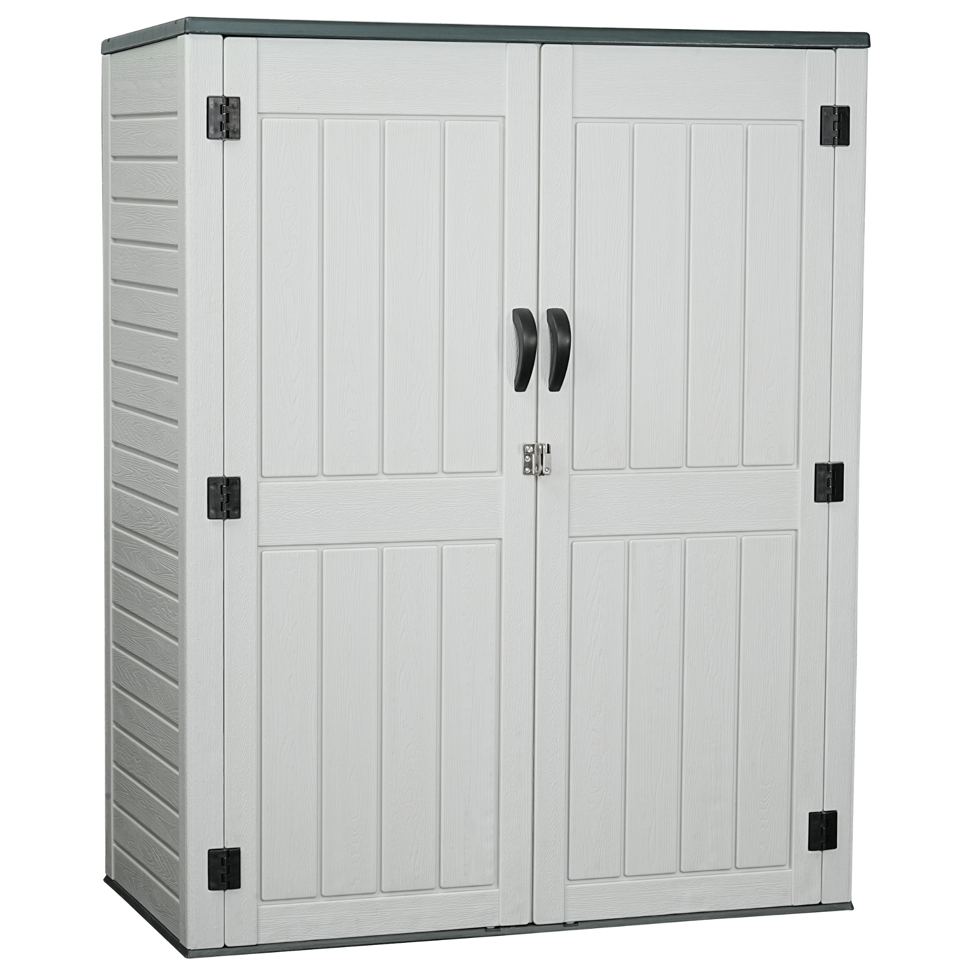 EHHLY Vertical Resin Storage Shed, 60 Cuft Garden Tool Sheds & Outdoor Storage, 5.6 x 2.3 ft, White