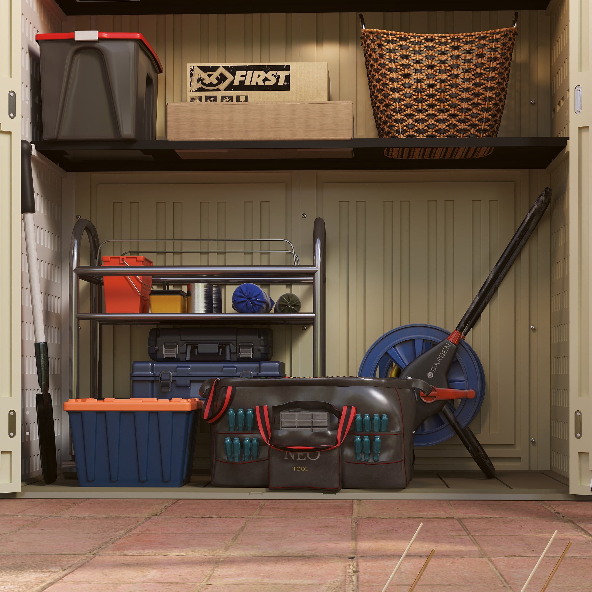 EHHLY Vertical Resin Storage Shed, 60 Cuft Garden Tool Sheds & Outdoor Storage, 5.6 x 2.3 ft,Vanilla