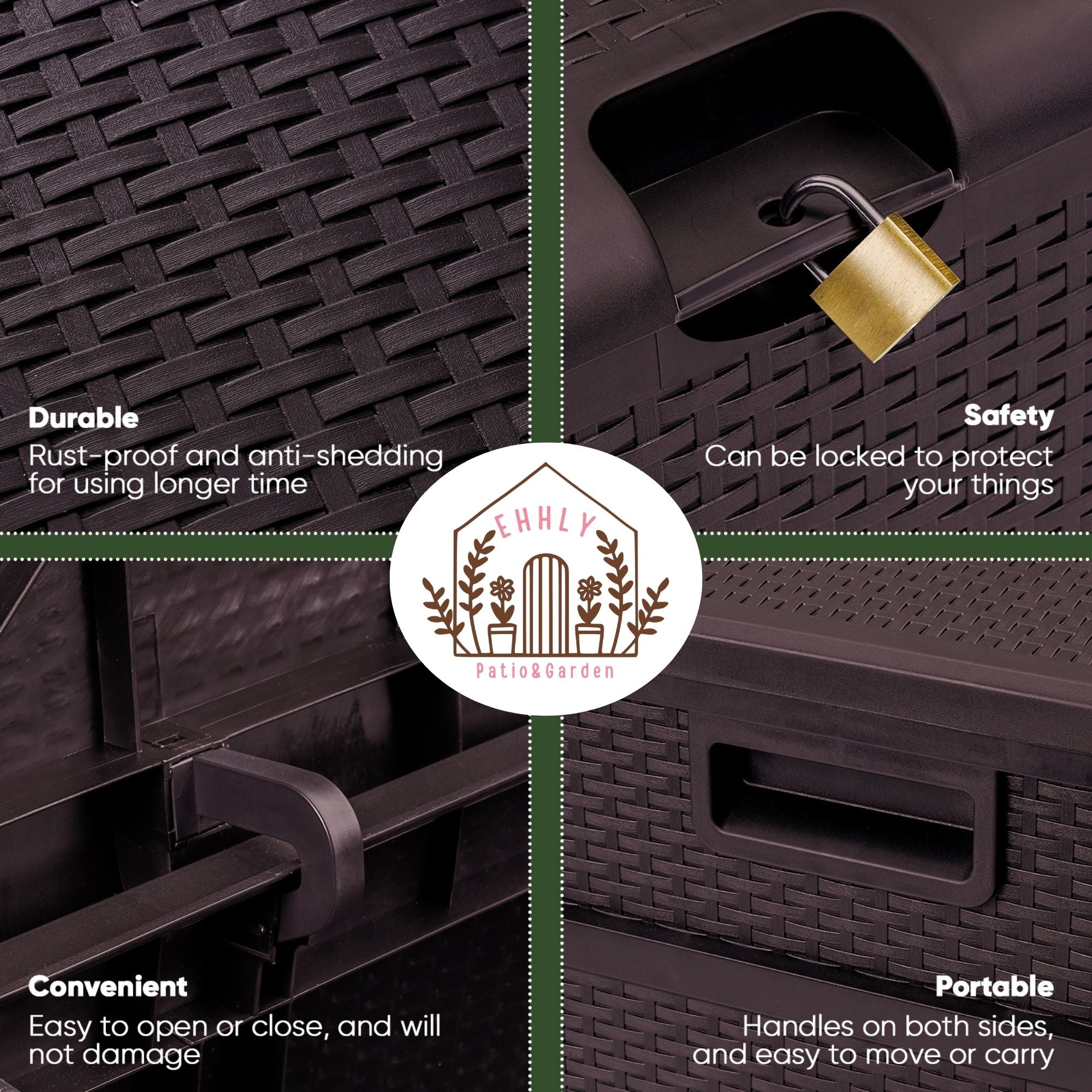 EHHLY 121 Gallon Outdoor Storage Box Large, Brown