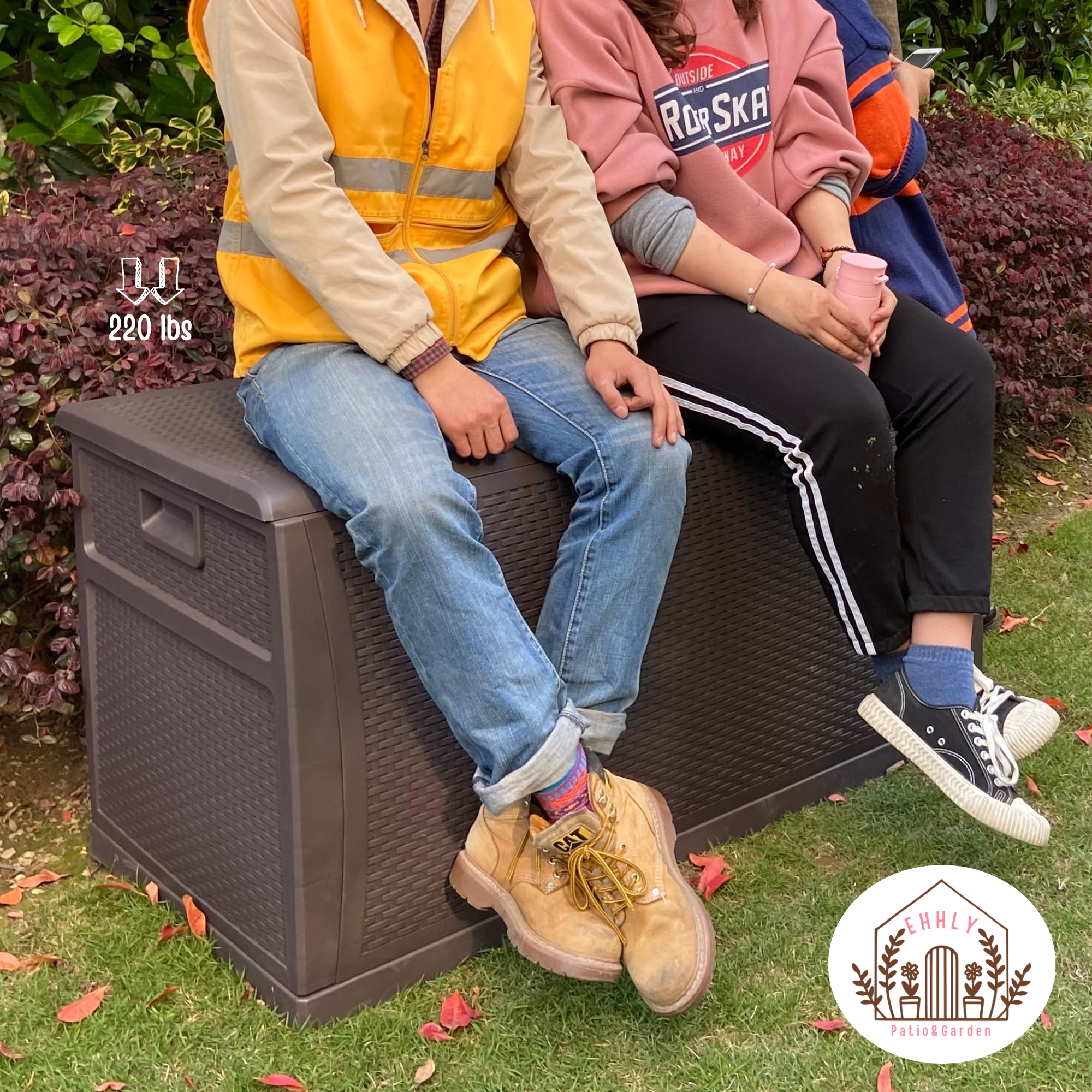 EHHLY 121 Gallon Outdoor Storage Box Large, Brown