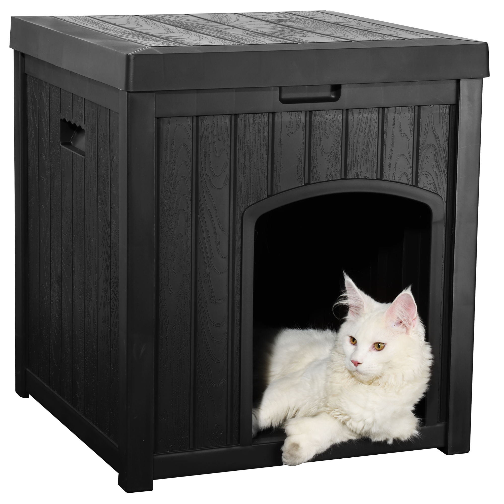 EHHLY Outdoor Cat House & Cat Litter Box Enclosure, Black