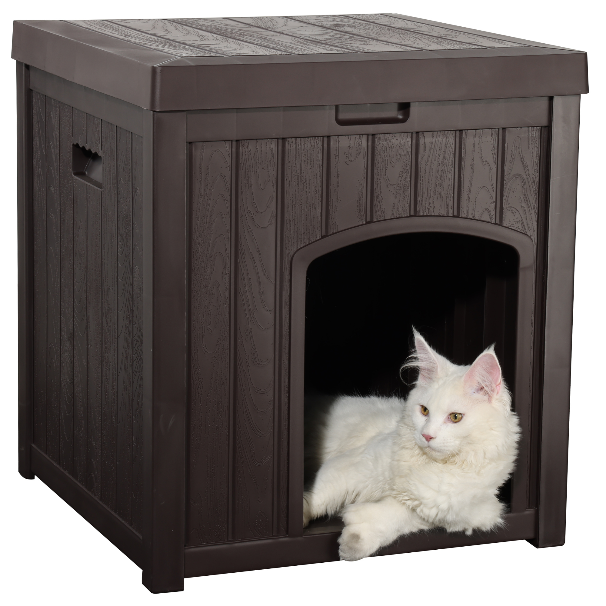EHHLY Outdoor Cat House & Cat Litter Box Enclosure, Brown