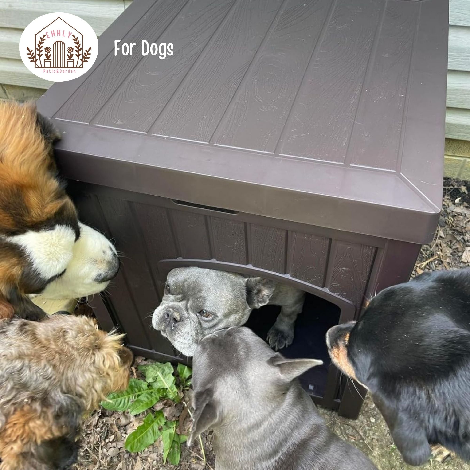 EHHLY Outdoor Cat House & Cat Litter Box Enclosure, Brown