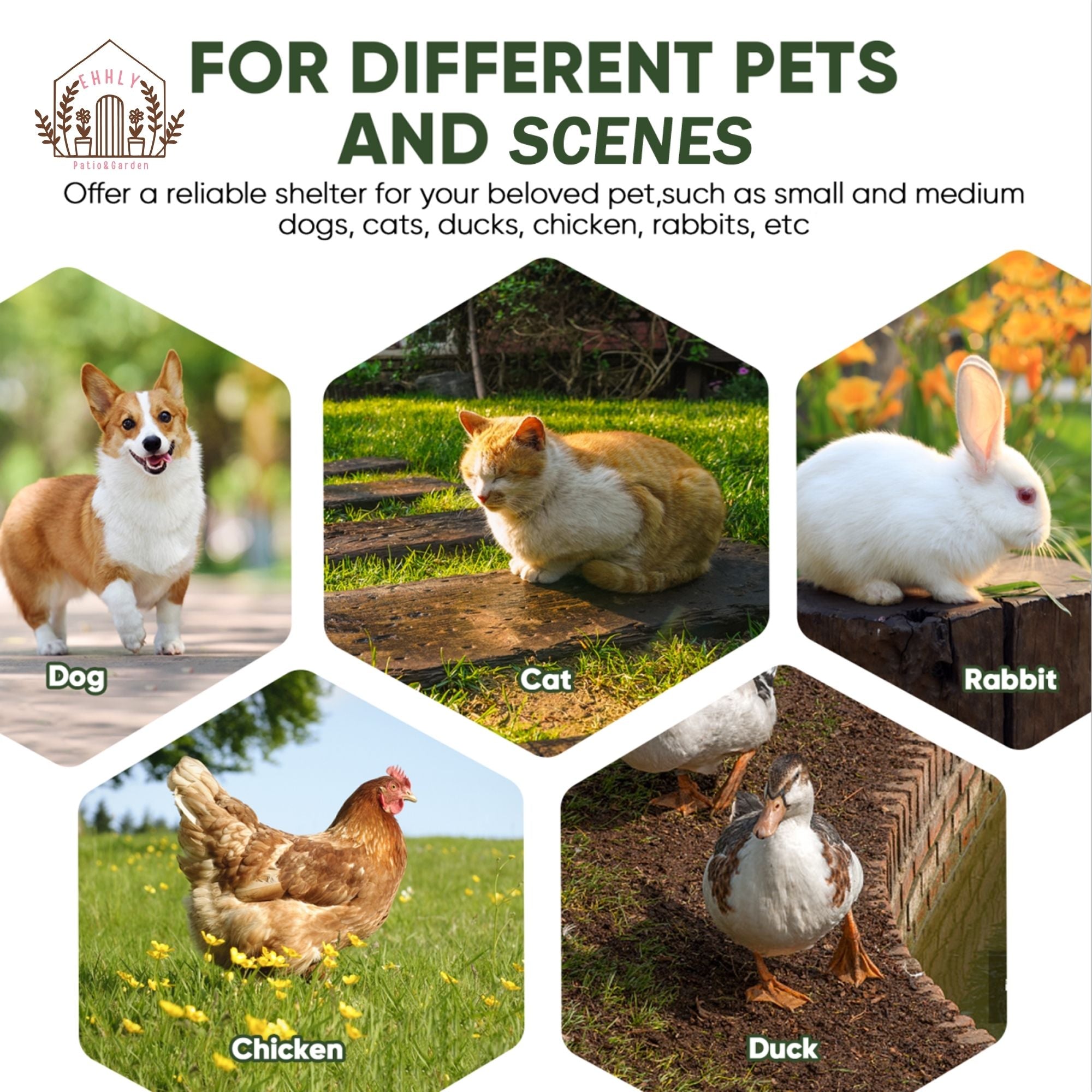 EHHLY Outdoor Cat House & Cat Litter Box Enclosure, Brown