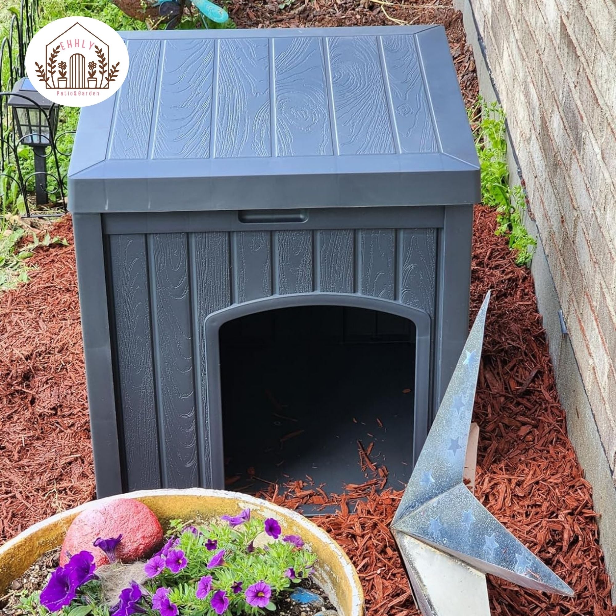 EHHLY Outdoor Cat House & Cat Litter Box Enclosure, Grey