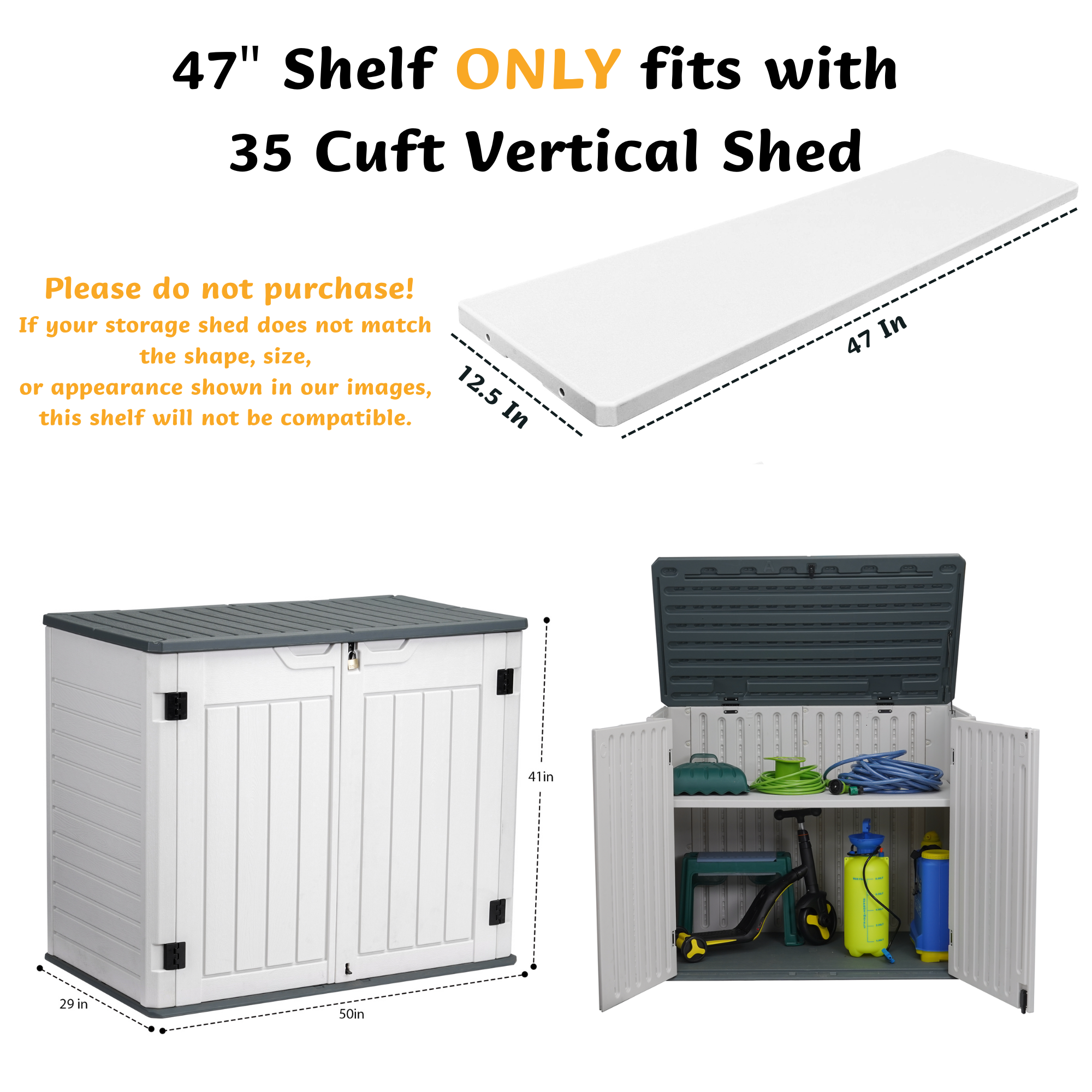 EHHLY 2pcs Storage Shed Shelf, Deep Grey
