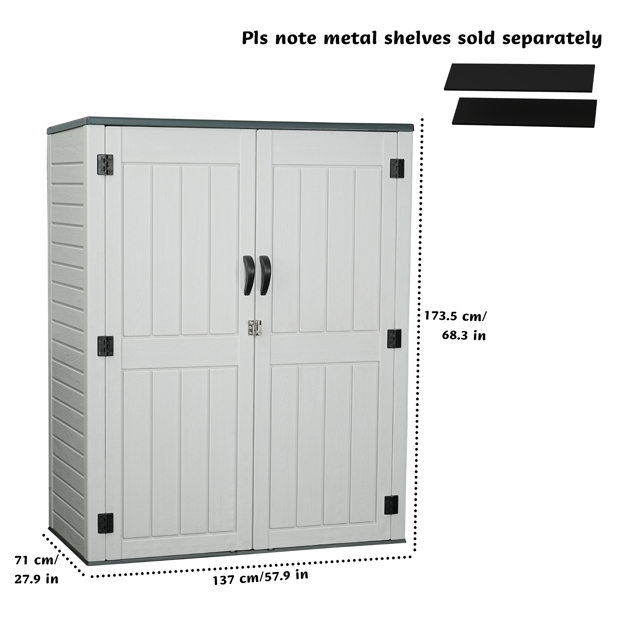 EHHLY Vertical Resin Storage Shed, 60 Cuft Garden Tool Sheds & Outdoor Storage, 5.6 x 2.3 ft, White