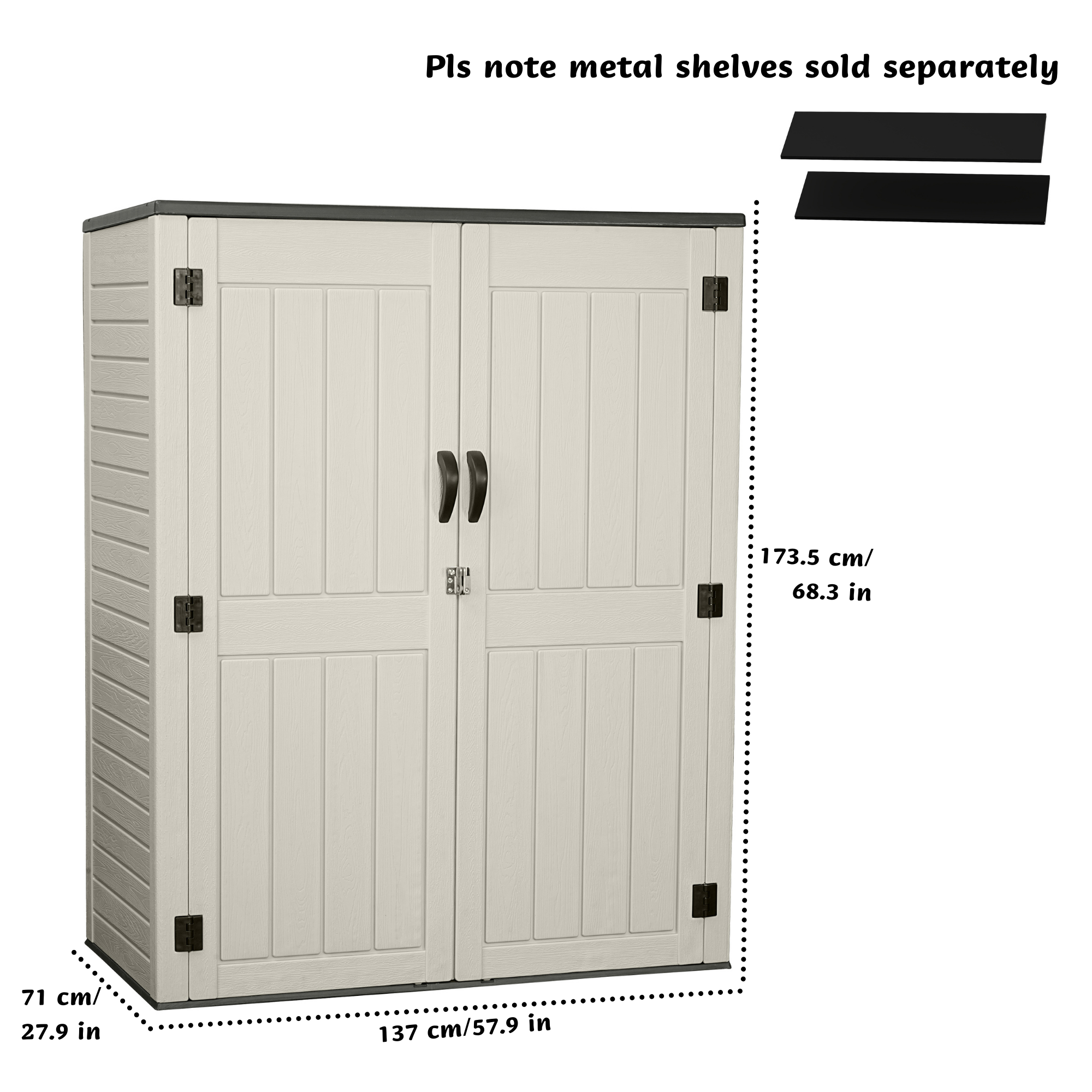 EHHLY Vertical Resin Storage Shed, 60 Cuft Garden Tool Sheds & Outdoor Storage, 5.6 x 2.3 ft,Vanilla