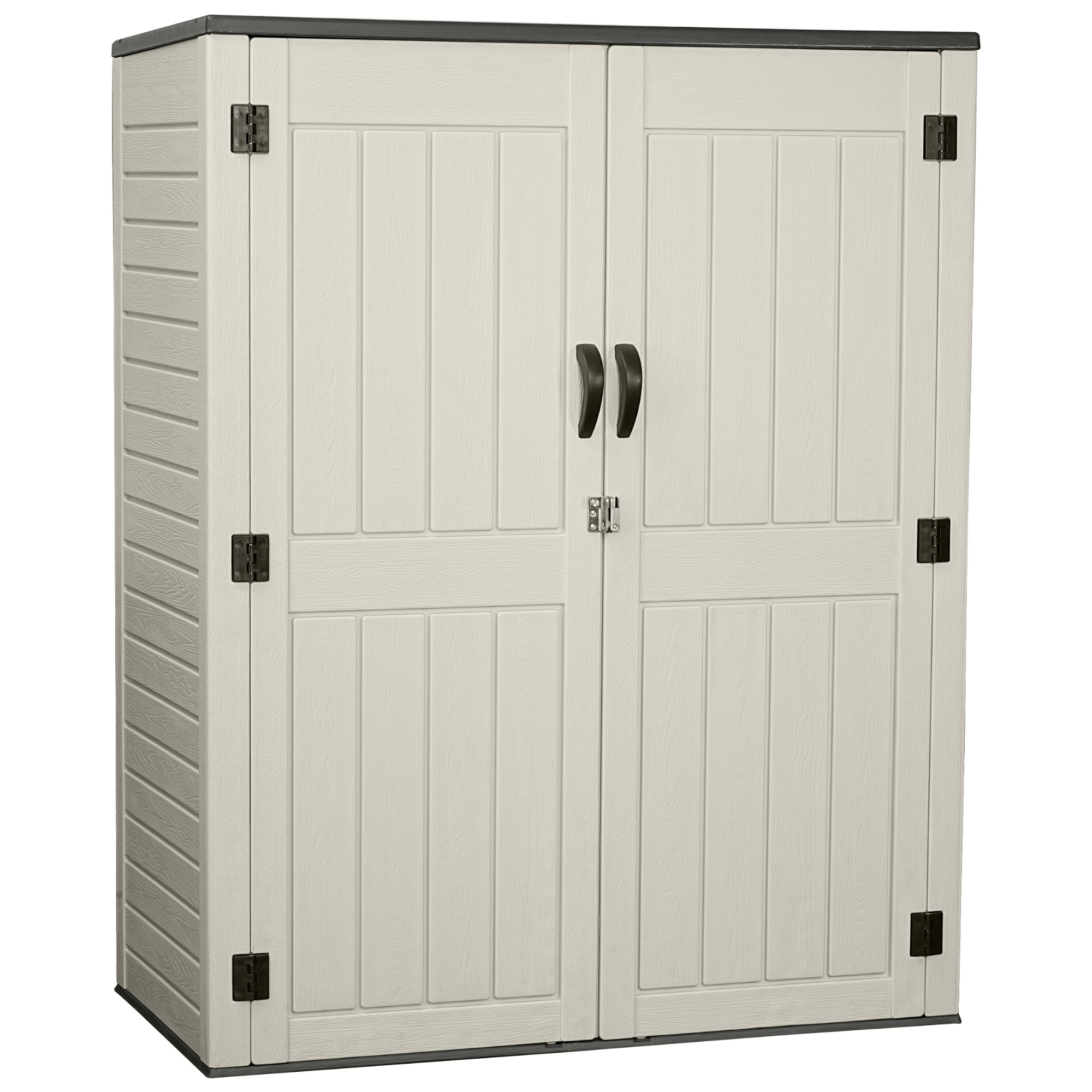 EHHLY Vertical Resin Storage Shed, 60 Cuft Garden Tool Sheds & Outdoor Storage, 5.6 x 2.3 ft,Vanilla