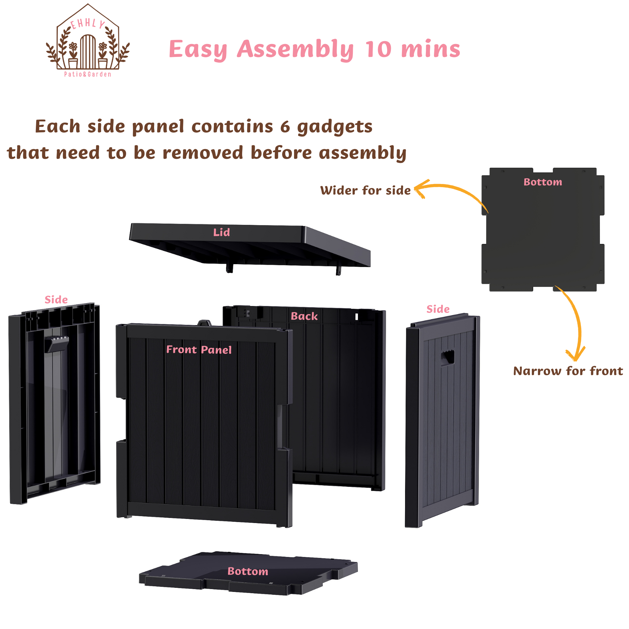 EHHLY Outdoor Cat House & Cat Litter Box Enclosure, Black