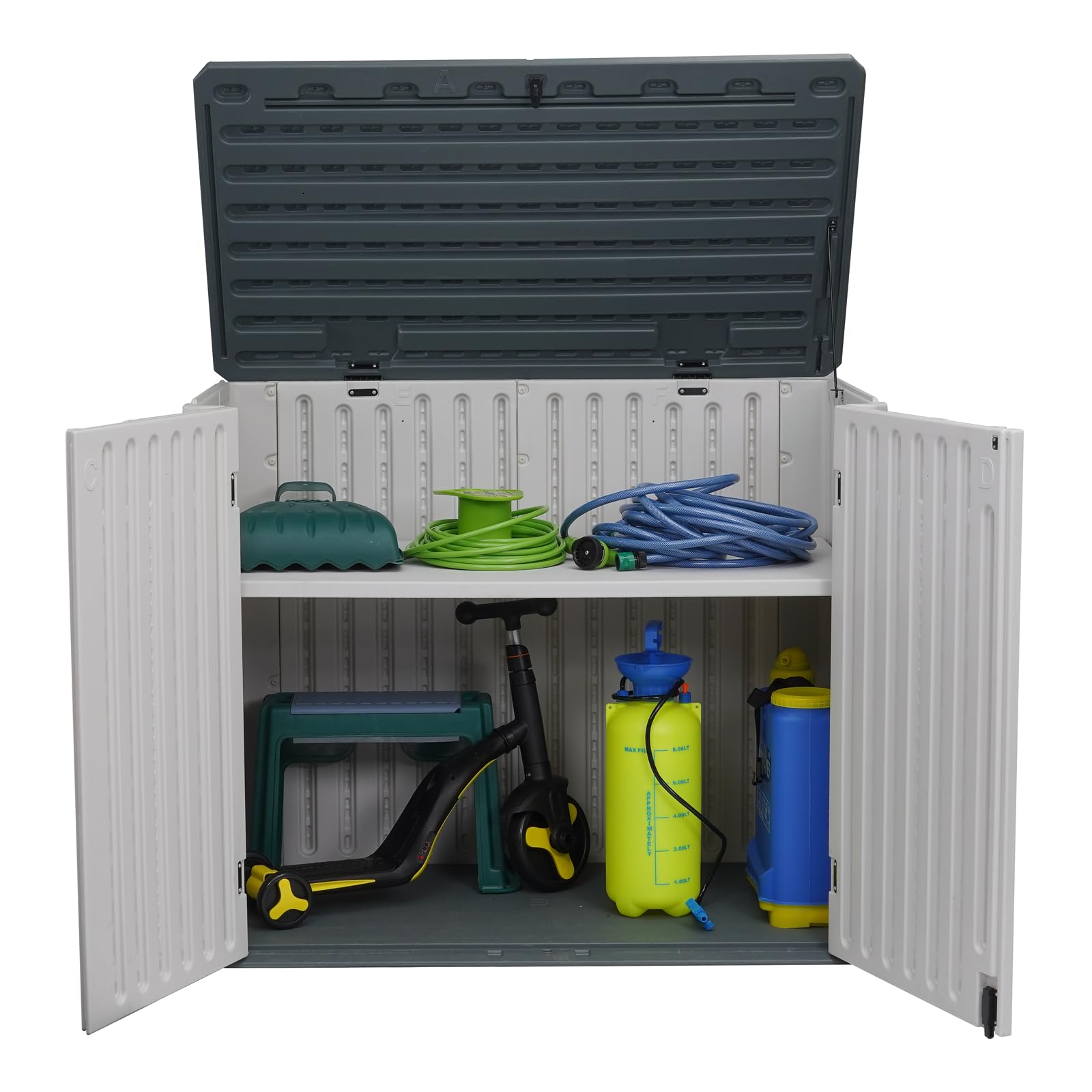 EHHLY 35 Cuft Outdoor Storage Shed with Floor, 2 Shelf