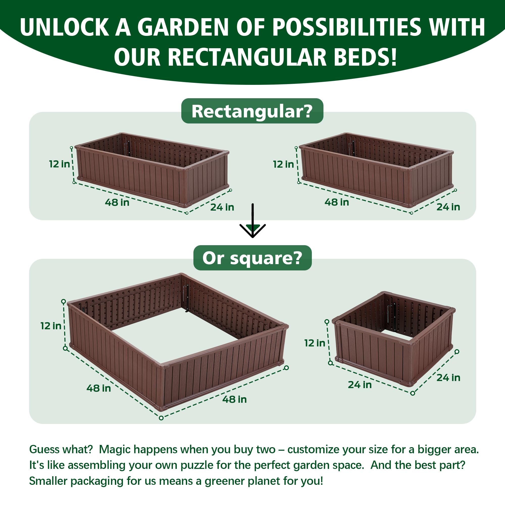 EHHLY 4'x2' Raised Garden Bed Outdoor, 1pc