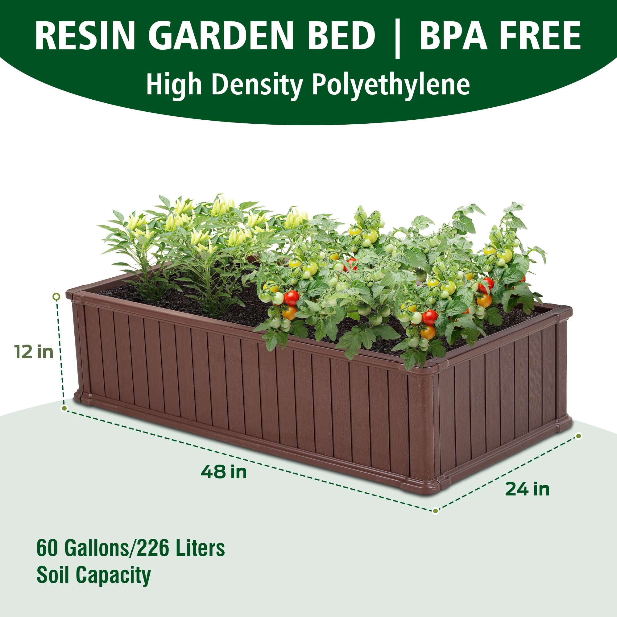 EHHLY 4'x2' Raised Garden Bed Outdoor, 1pc