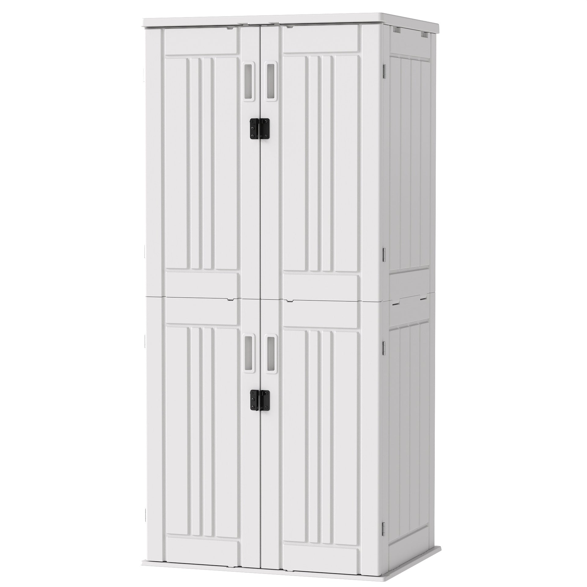 EHHLY Heavy Duty Tall Storage Cabinet Outdoor Weatherproof, 28 Cuft Garage Storage Cabinet with 4 Adjustable Shelves, Lockable Kitchen Pantry Closer Organizer, 31Wx23Lx66H, Polar White