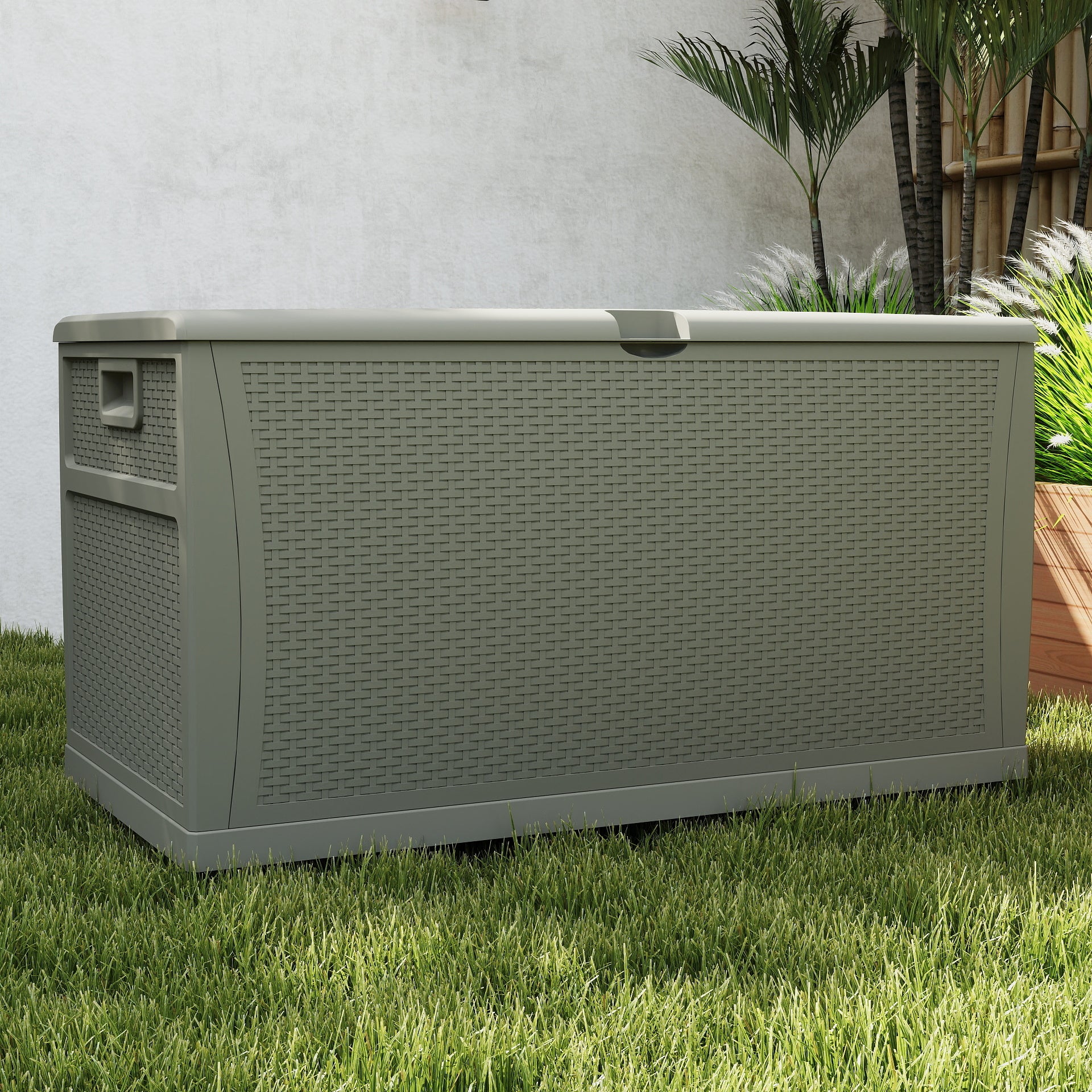 EHHLY 121 Gallon Outdoor Storage Box Large, Olive Gray
