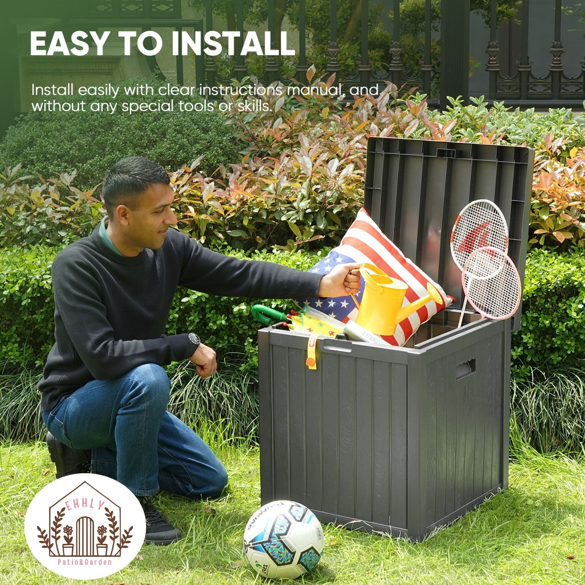 EHHLY 51 Gallon Deck Box, Grey