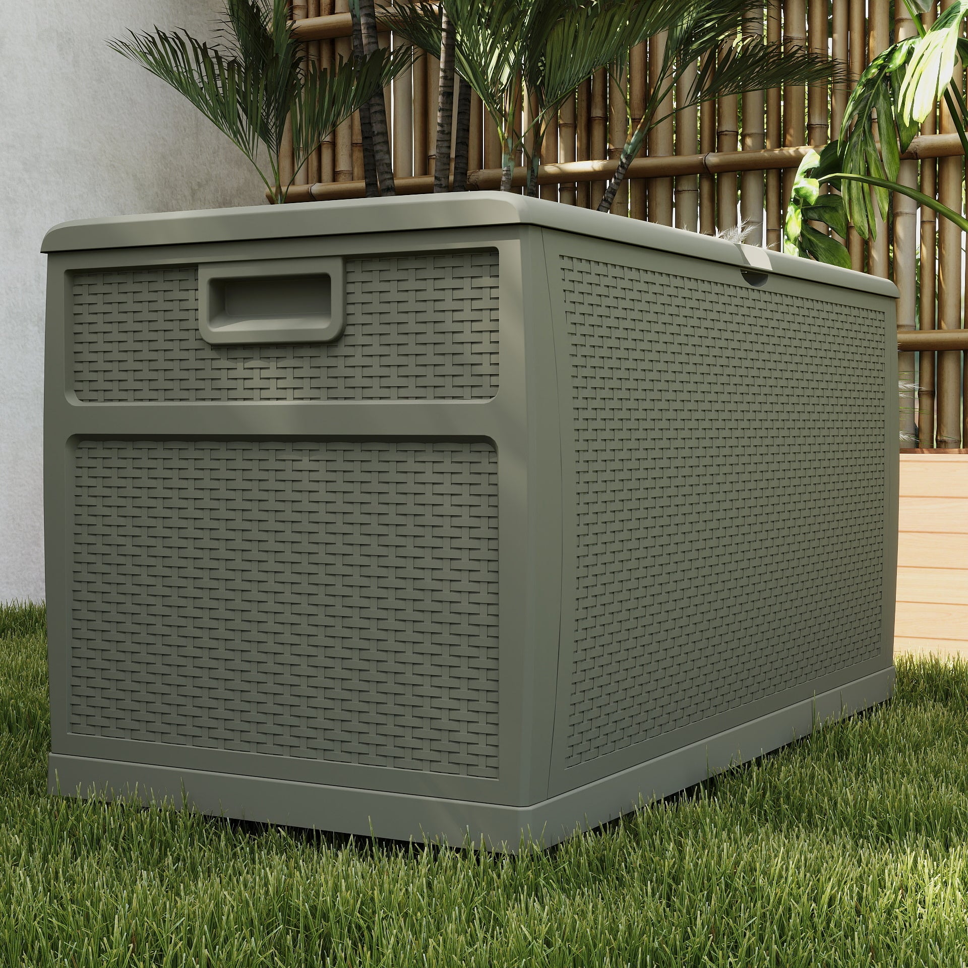 EHHLY 121 Gallon Outdoor Storage Box Large, Olive Gray