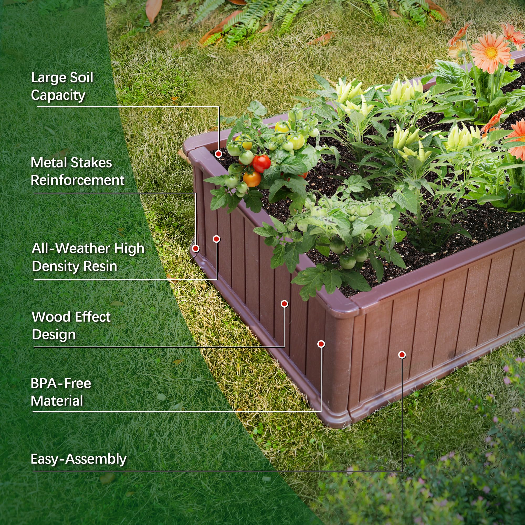 EHHLY 2PCS Raised Garden Beds Outdoor(Big & Little)